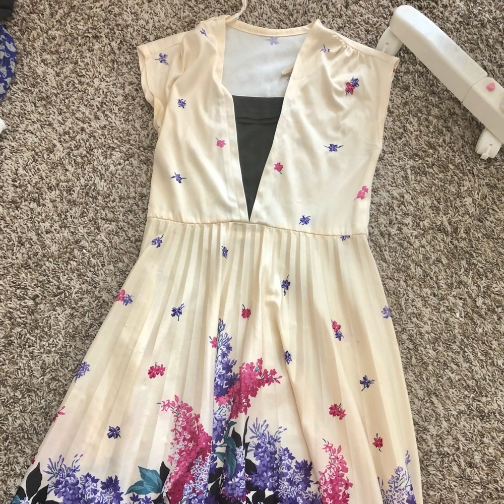 Retro Tea Length Handmade Floral Dress